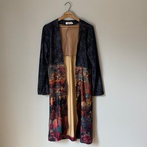 LONGLINE Jacket City Scape Simply Couture Women’s Long Sleeve Size Small